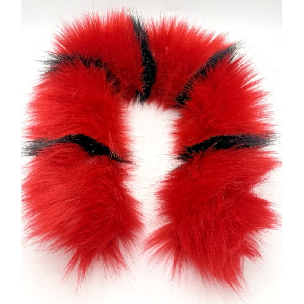 Fluffy Faux Fur Red & Black Stripped Fox Tail Key Chain Cosplay Theamed 28” Long